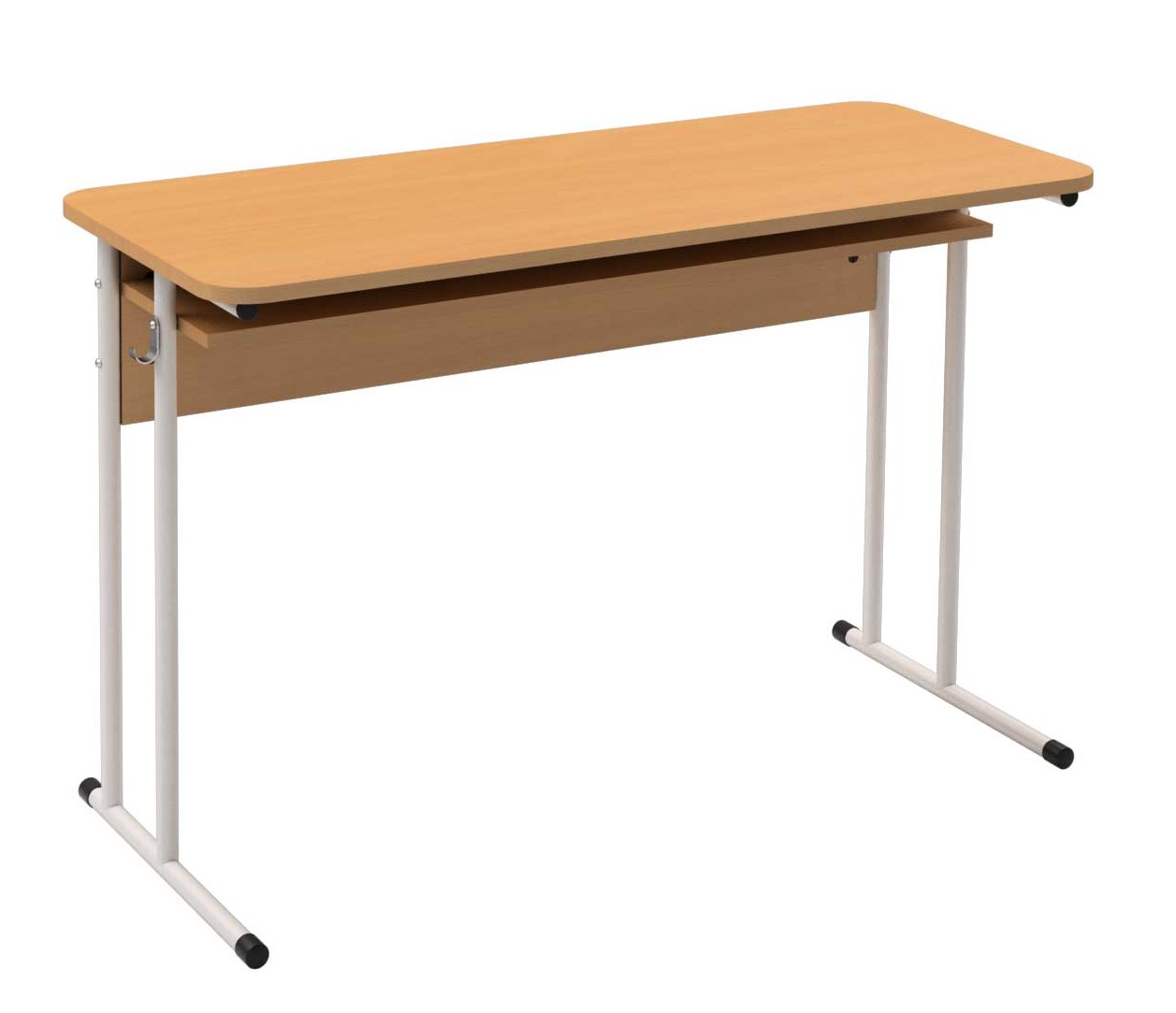 Стіл 2-місний з полицею, на круглій металевій трубі,ростова група № 6,АЛМАНТ,1200х500х760 мм